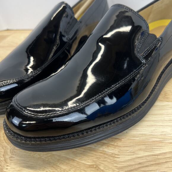 Cole Haan Loafers Black Patent Leather Slip On Grand.OS Lunargrand Size 10.5